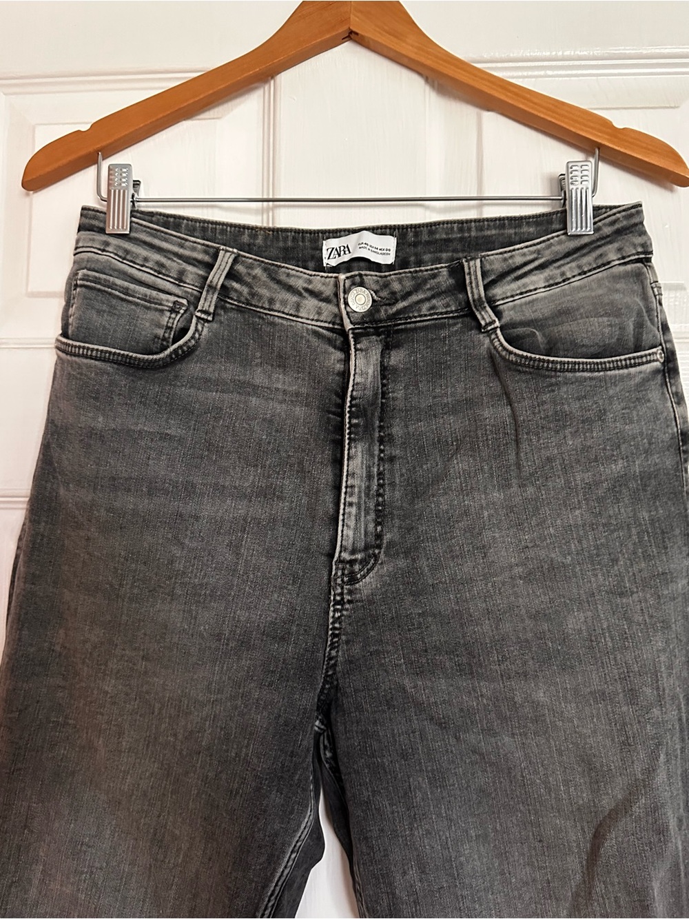 Zara High-Rise Washed Gray Jeans